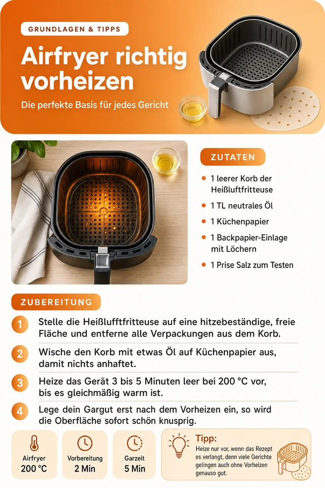 Rezeptseite: Airfryer richtig vorheizen