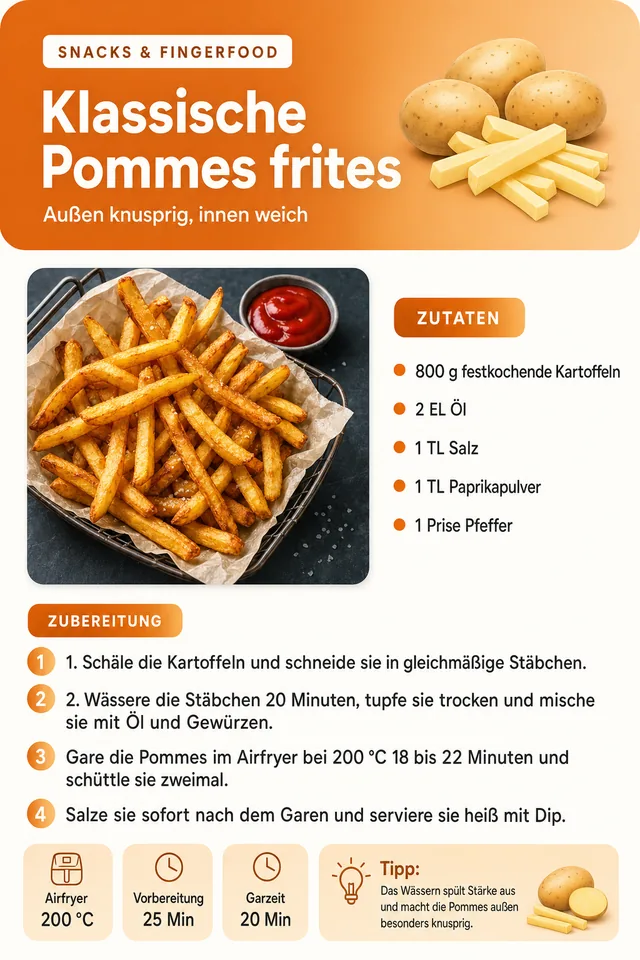 Rezeptseite: Klassische Pommes frites