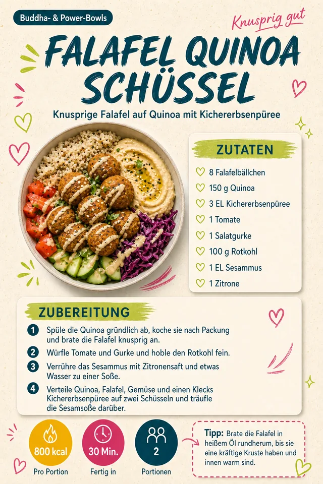 Rezeptseite: Falafel Quinoa Schüssel