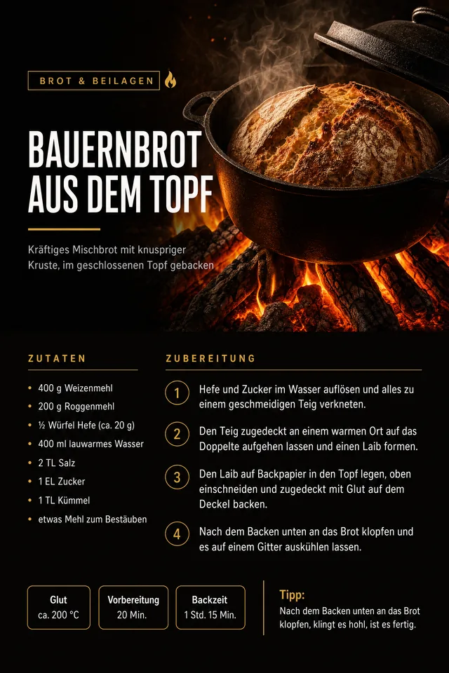 Rezeptseite: Bauernbrot aus dem Topf