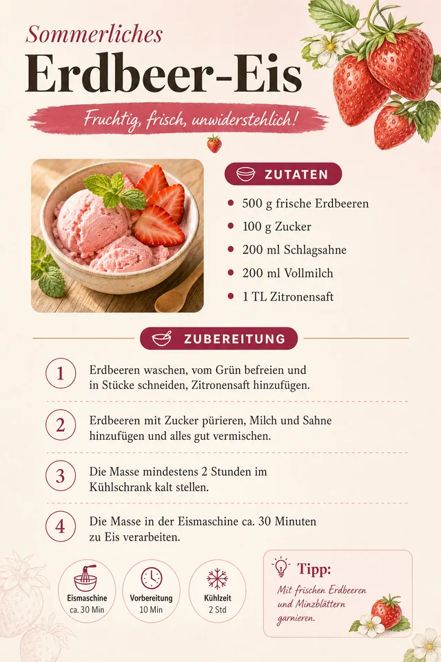 Rezeptseite: Erdbeer-Eis
