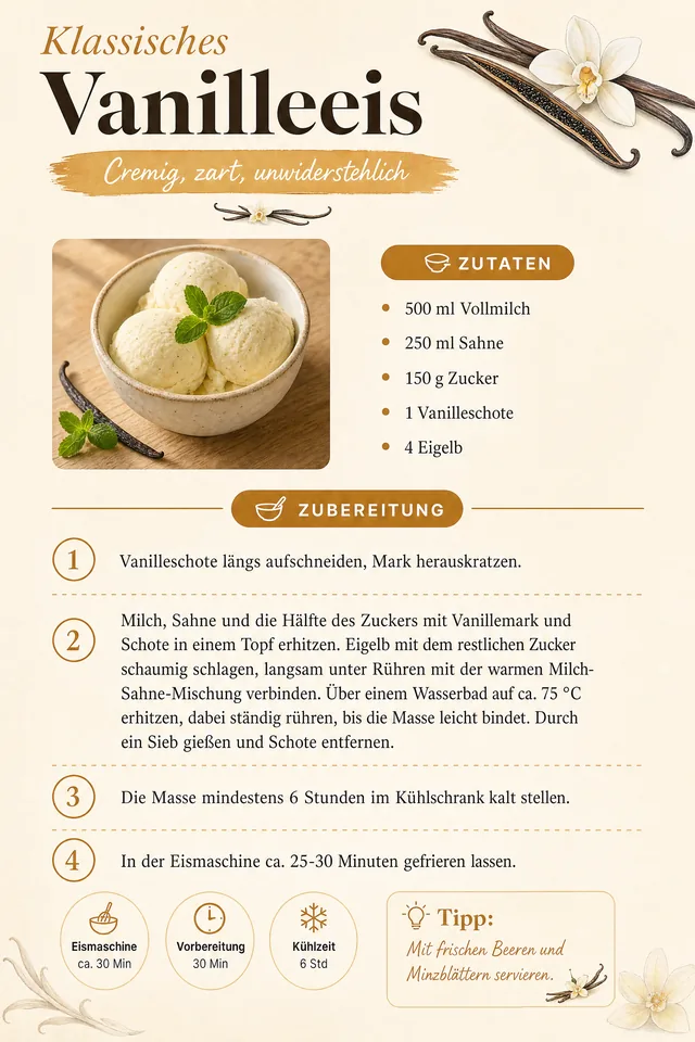 Rezeptseite: Vanilleeis