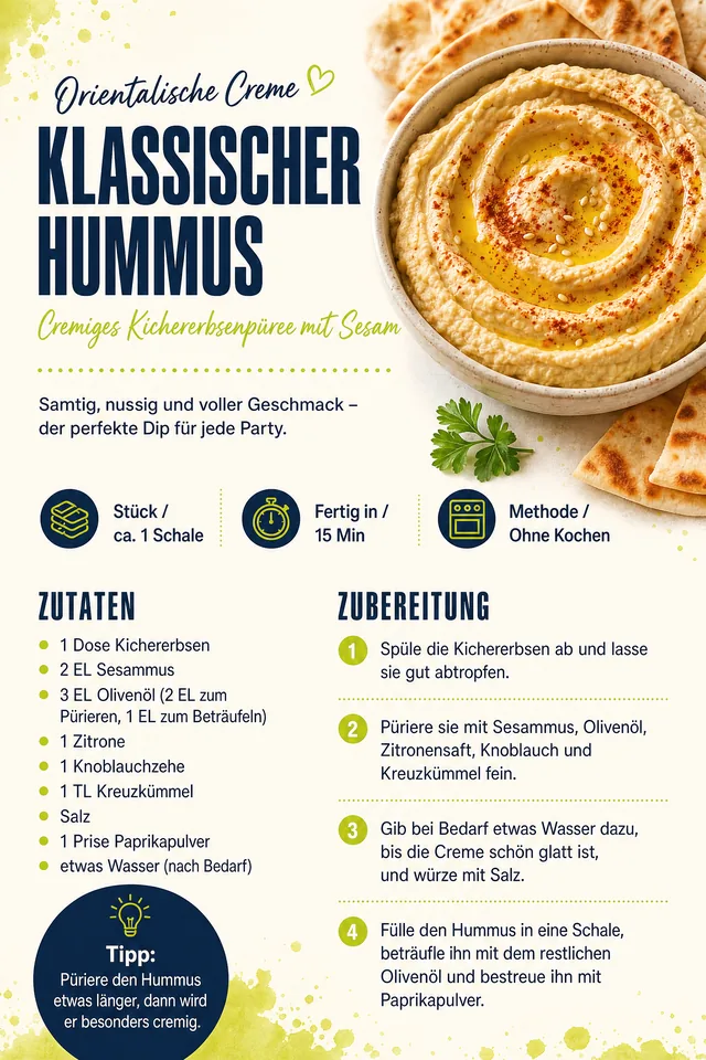Rezeptseite: Klassischer Hummus