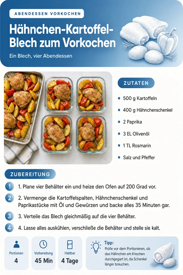 Rezeptseite: Hähnchen-Kartoffel-Blech