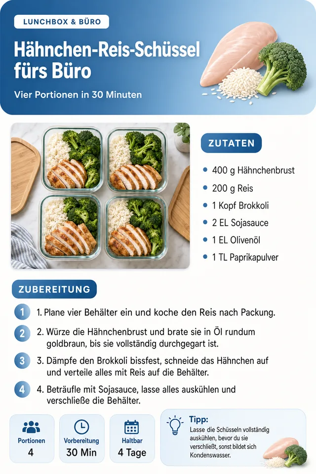 Rezeptseite: Hähnchen-Reis-Schüssel