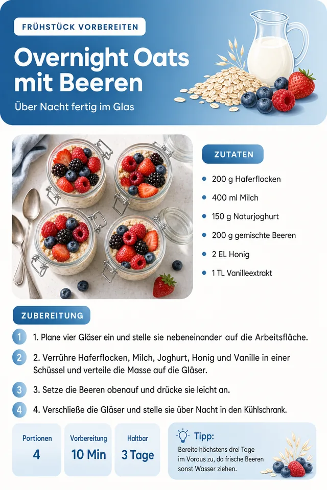 Rezeptseite: Overnight Oats mit Beeren