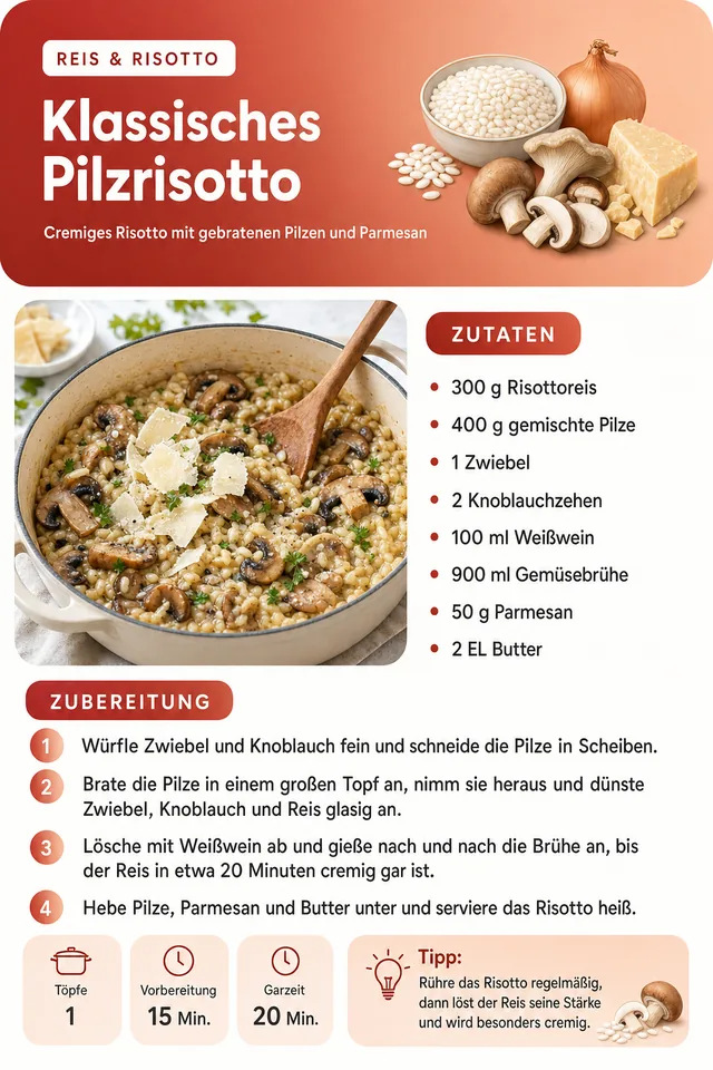 Rezeptseite: Klassisches Pilzrisotto